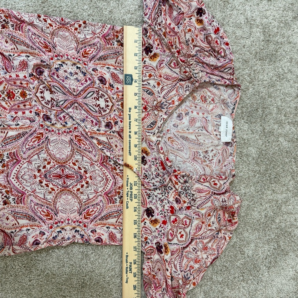 Dear John Pink Paisley V-Neck Blouse Peasant - Picture 10 of 12